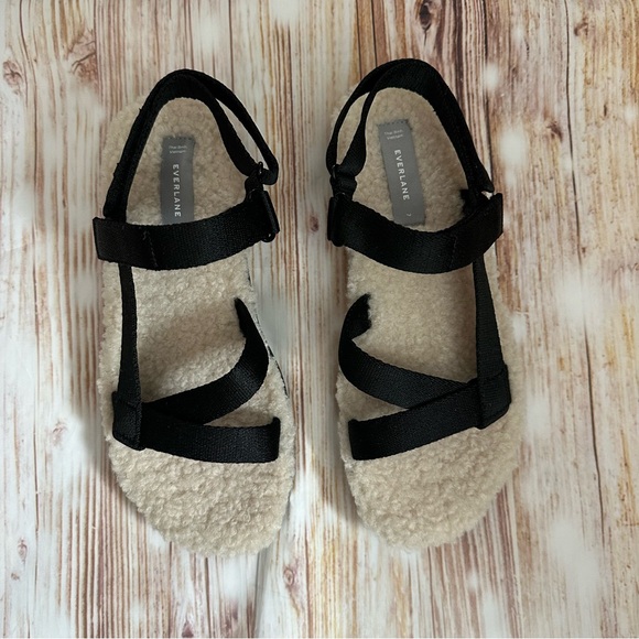 Everlane Black The ReNew Teddy Sherpa Lined Sport Sandal Size 7 - Picture 6 of 16